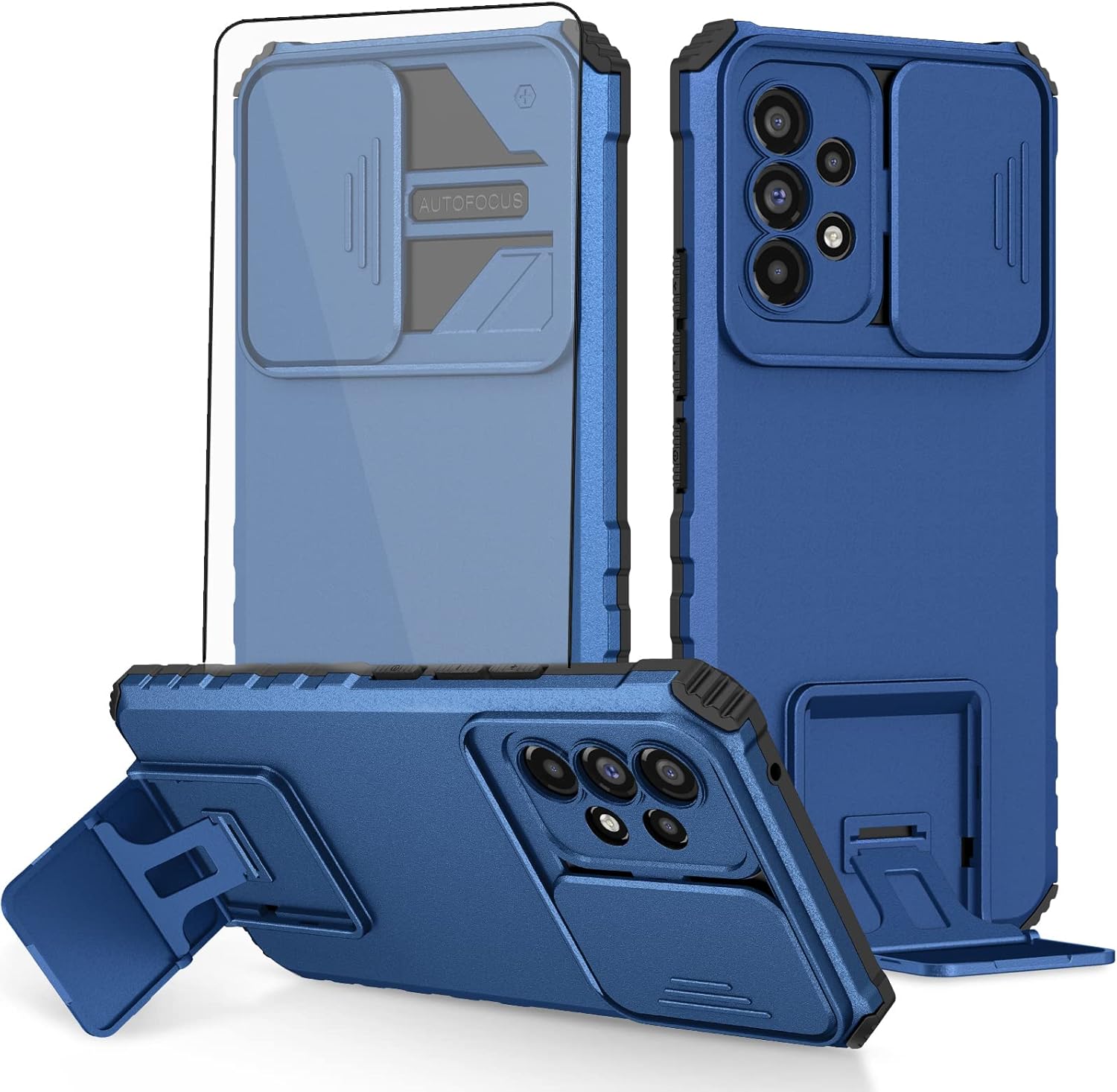 For Samsung Galaxy A23 5G/4G Slim Protective Case w Glass Screen - Blue