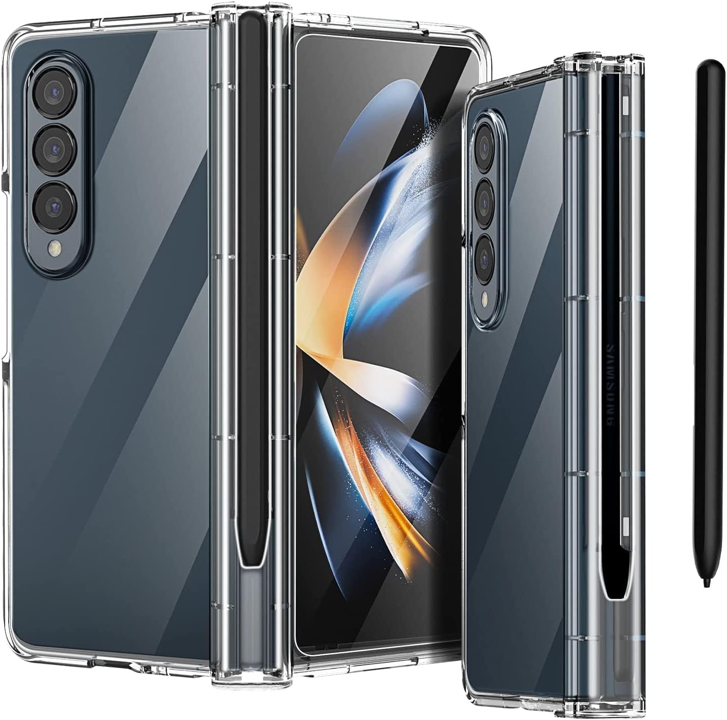 Clear Case for Galaxy Z Fold 4 with Built-in Screen Protector with S Pen Holder