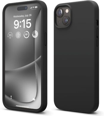 Silicone Case For iPhone 15 Plus, Premium Silicone, Full Body Protection (Black)