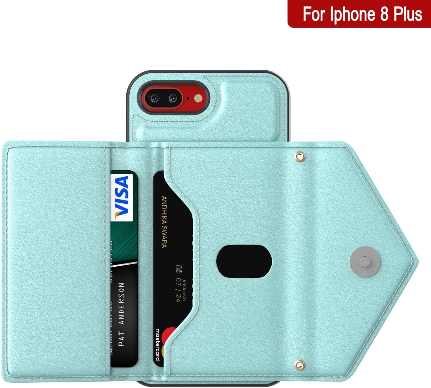 For iPhone 8 Plus Stylish PU Leather Crossbody, Kickstand Wallet Case - Image 2
