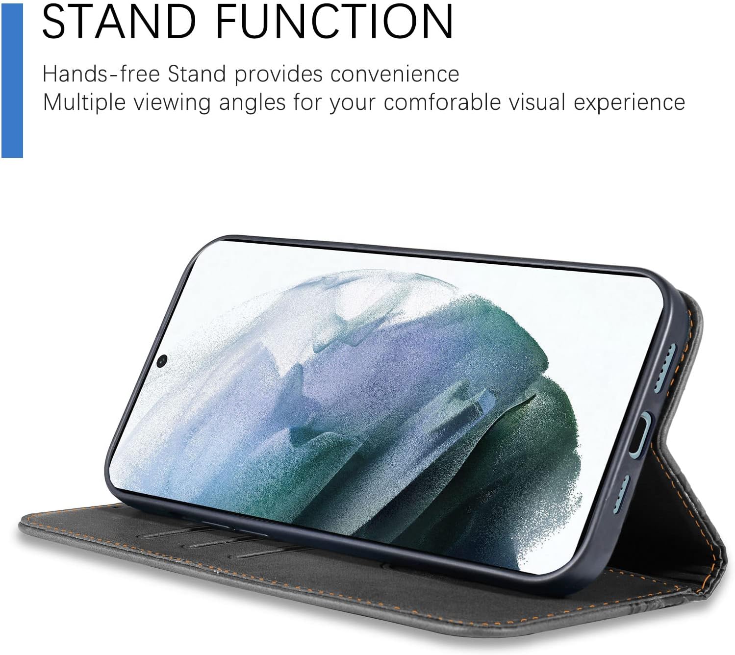 Samsung Galaxy S21 FE 5G, Shockproof PU Leather Flip Folio Cover with Card Slots - Image 5