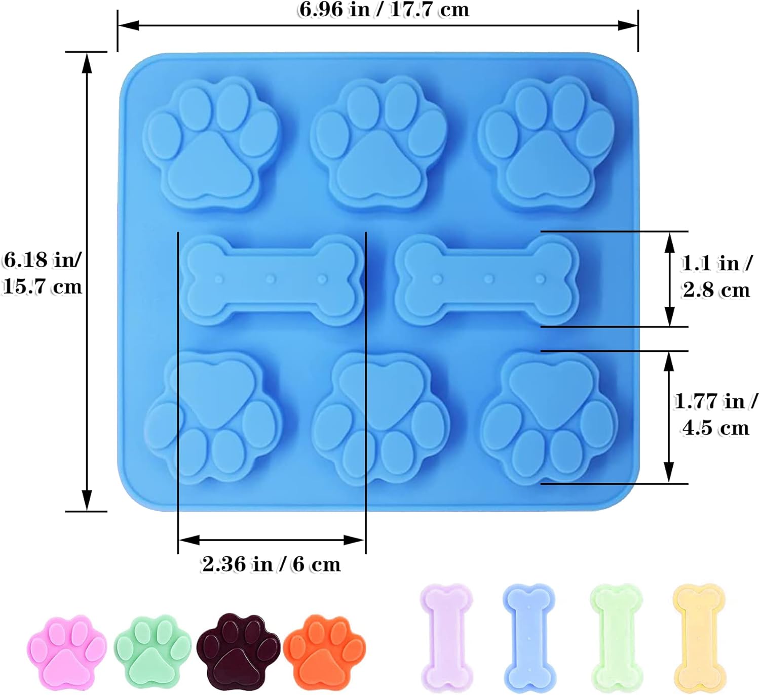 2 in 1 Silicone Molds,2 Pack Silicone Puppy Paw Print & Dog Bone Shaped Molds - Image 2