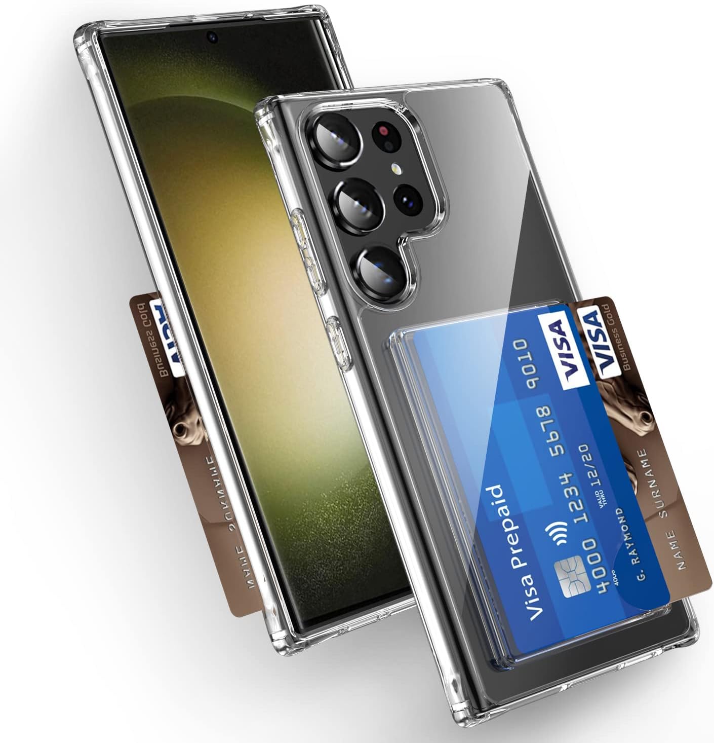 S22 Ultra Case Shockproof Slim Card Holder Protection Case - Clear - Image 9