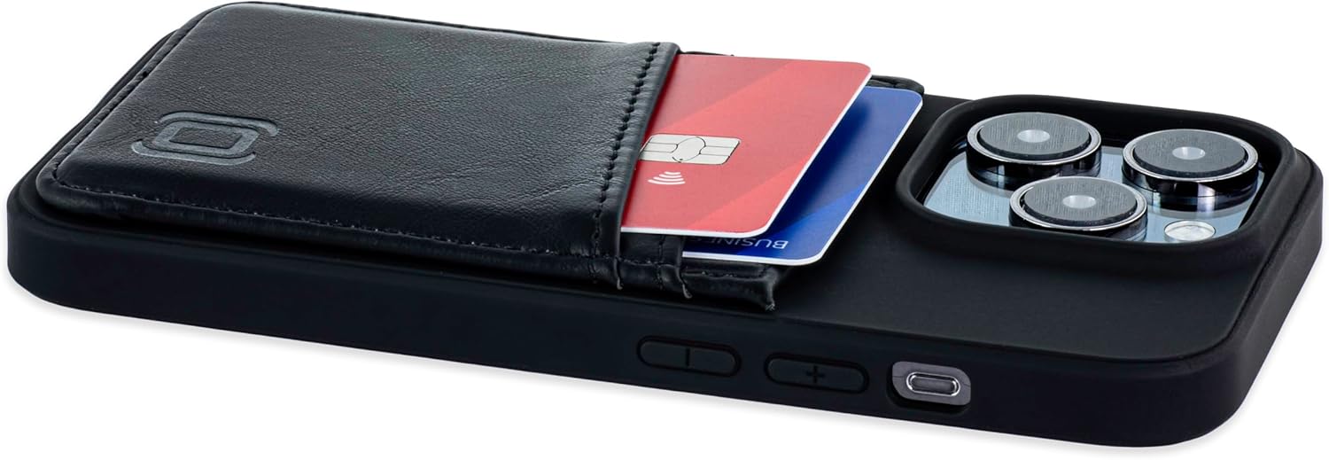 For iPhone 15 Pro with Recycled TPU Shell & 2 Stitched-on Card Slots - Black - Image 9