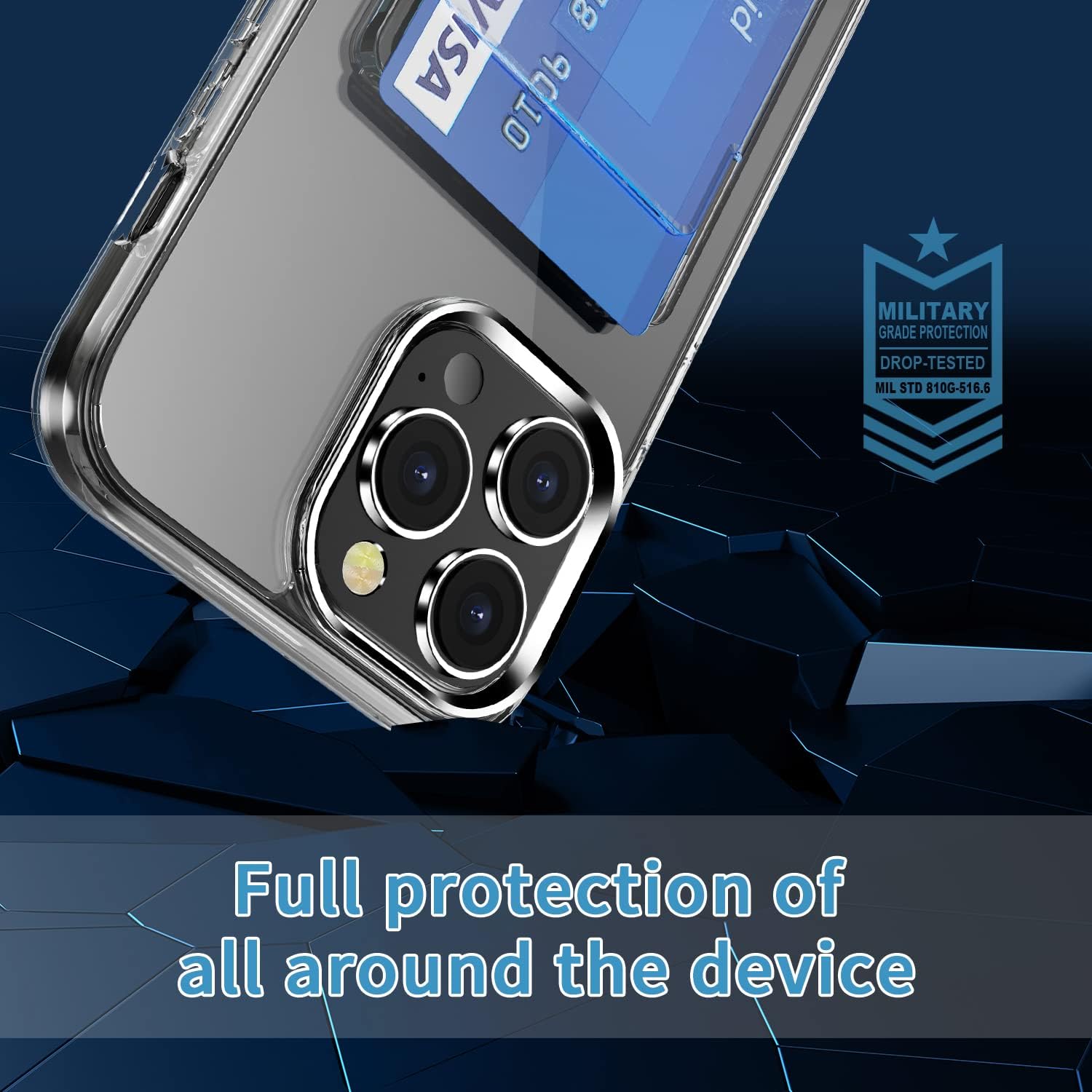 iPhone 14 Pro, Clear Case with Credit Card Holder, Full Protection, Shockproof - Image 4