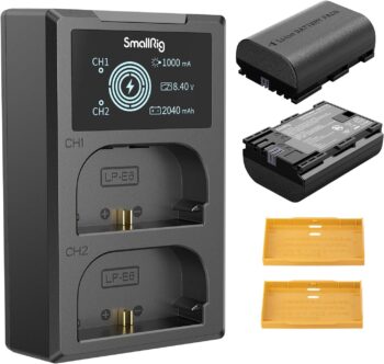 Battery Charger Set for Canon LP-E6NH Battery, Double Slot for Canon R7, R5, R6
