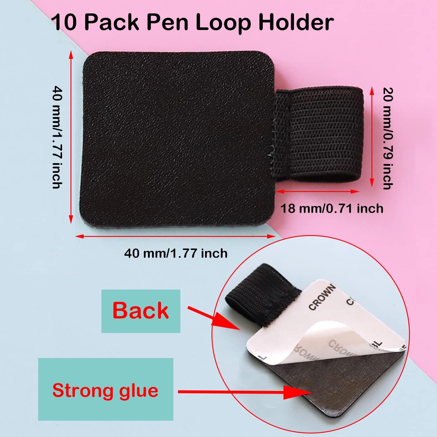 Pen Loop Holder, 10 Pack Self-Adhesive Leather Pencil Holder, Notebook Pen Loop - Image 2
