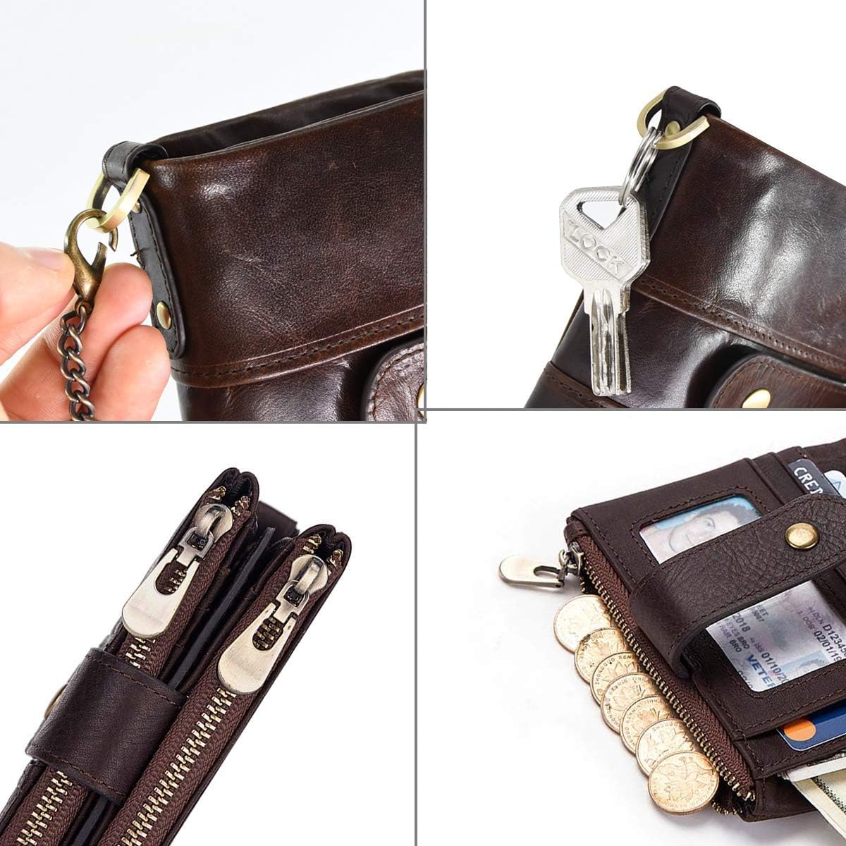 Men Purse Wallet Real Leather Ladies Purses With Chain Multi Purses (12*9*3 cm) - Image 5