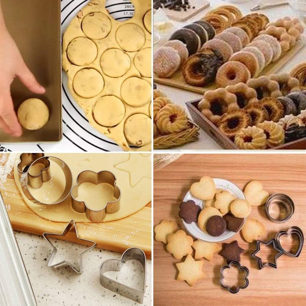 24-Piece Stainless Steel Mini Geometric Shaped Cookie Biscuit Cutter Set Square - Image 6