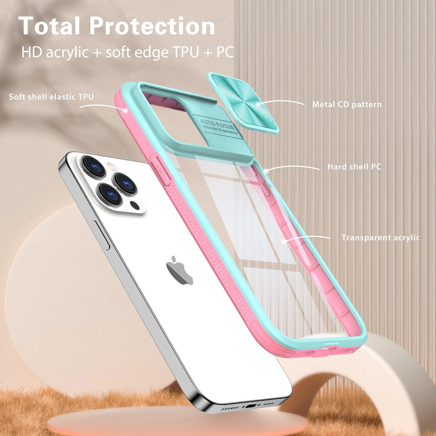 For iPhone 14 Pro 6.1" Slim Protection Case w Tempered Glass Screen Protector - Image 4