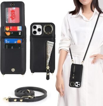 Vertical Flip Cover for iPhone 11 Pro Max Leather Case 6.5'' Crossbody Wallet
