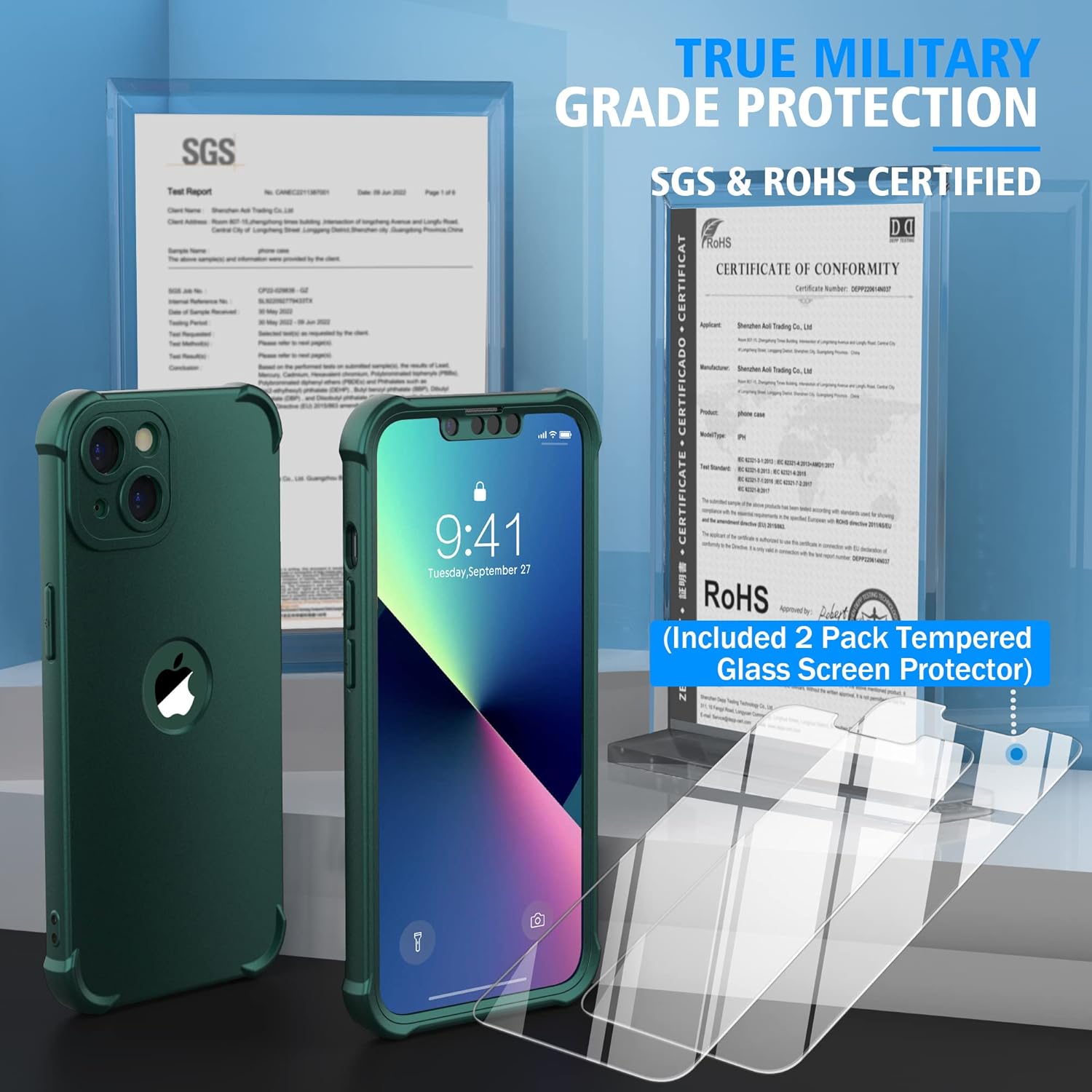 For iPhone 13 Case with Full Shockproof Body Protective Case - Green - Image 3