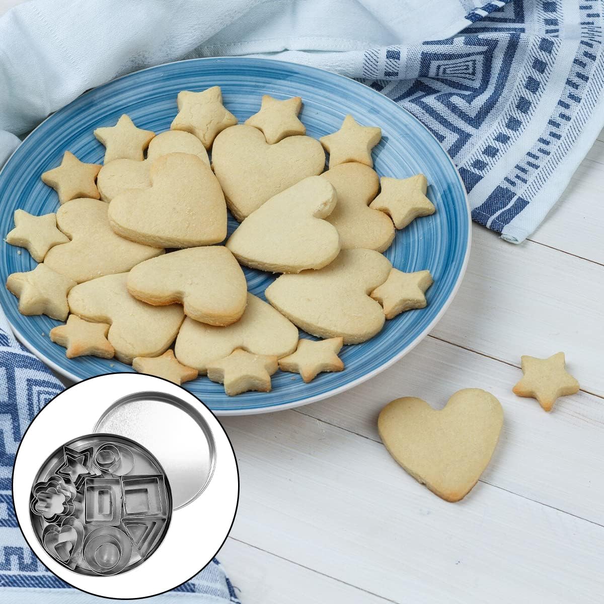 Cookie Cutters, 24PCS Metal Round Plum Star Heart Biscuit Cutter (8 Kind) - Image 3