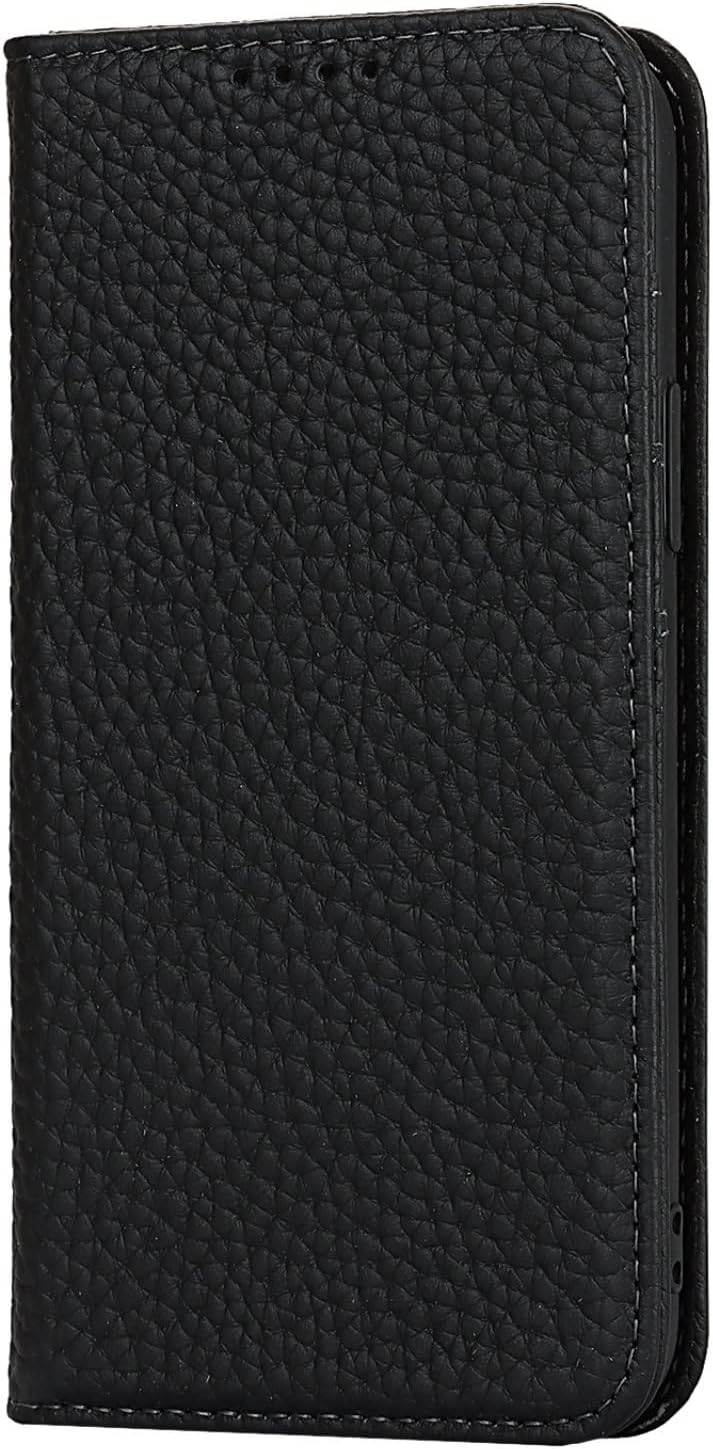Premium Cow Leather Flip Magnetic Cover for iPhone 12 Pro Max (6.7 Inch) - Black - Image 5