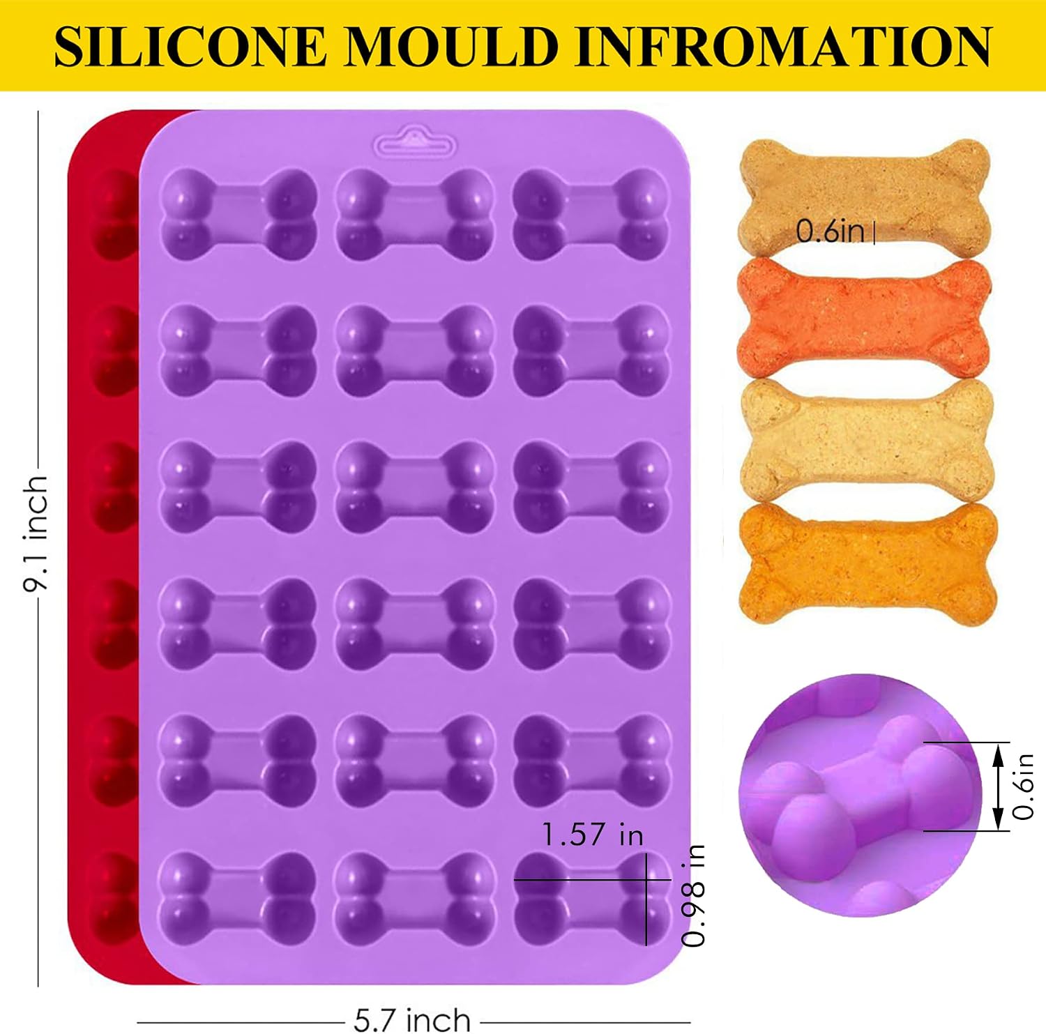 Silicone Molds Puppy Dog Paw and Bone Molds for Baking, Chocolate Molds - Image 2