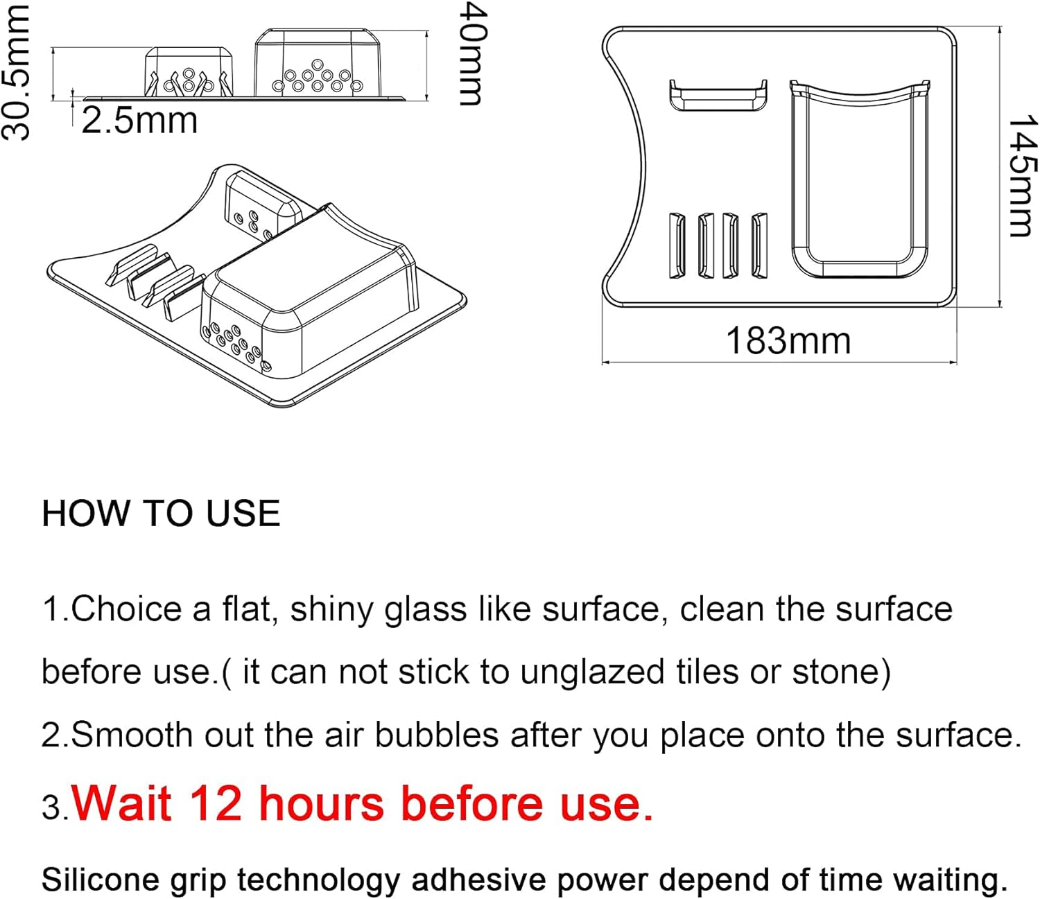 Silicone Toothbrush Holder for Shower Toothbrush Holder Organizer -1pcs -Black - Image 4