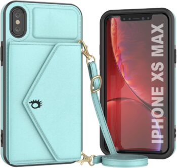 For iPhone Xs Max Stylish PU Leather, Kickstand and Shoulder Strap Wallet Case