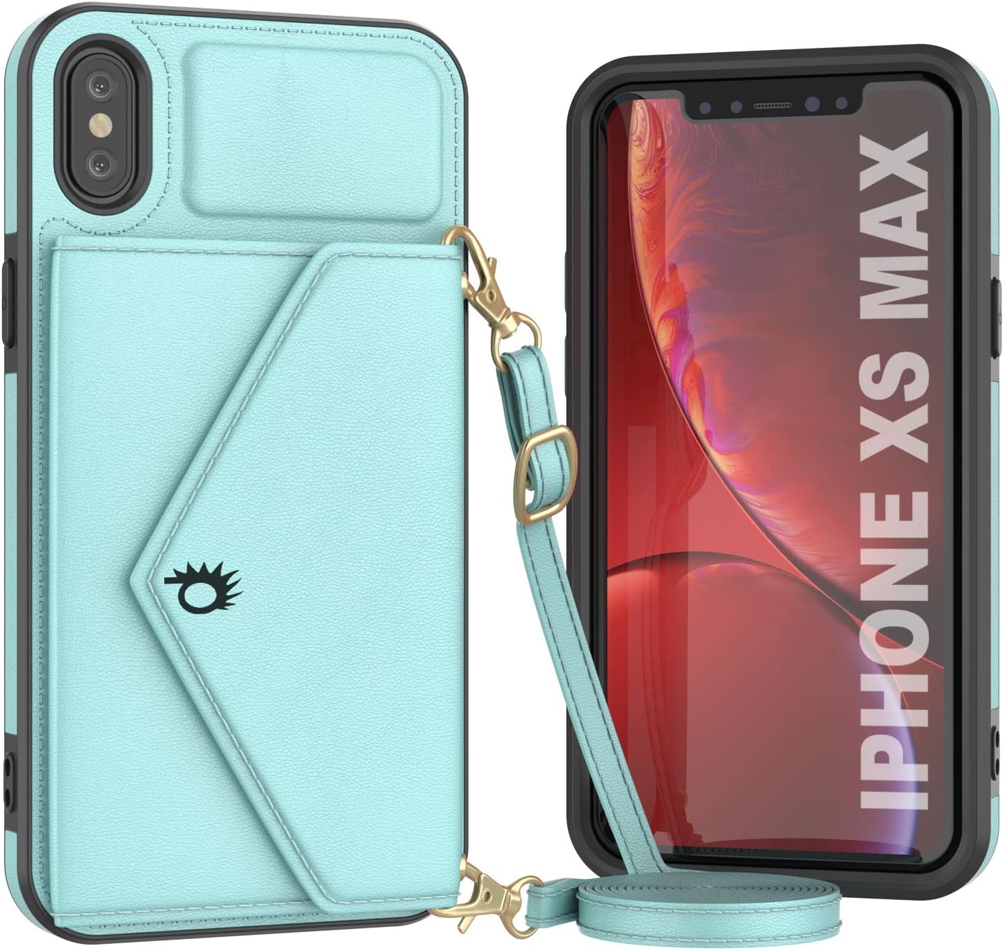 For iPhone Xs Max Stylish PU Leather, Kickstand and Shoulder Strap Wallet Case