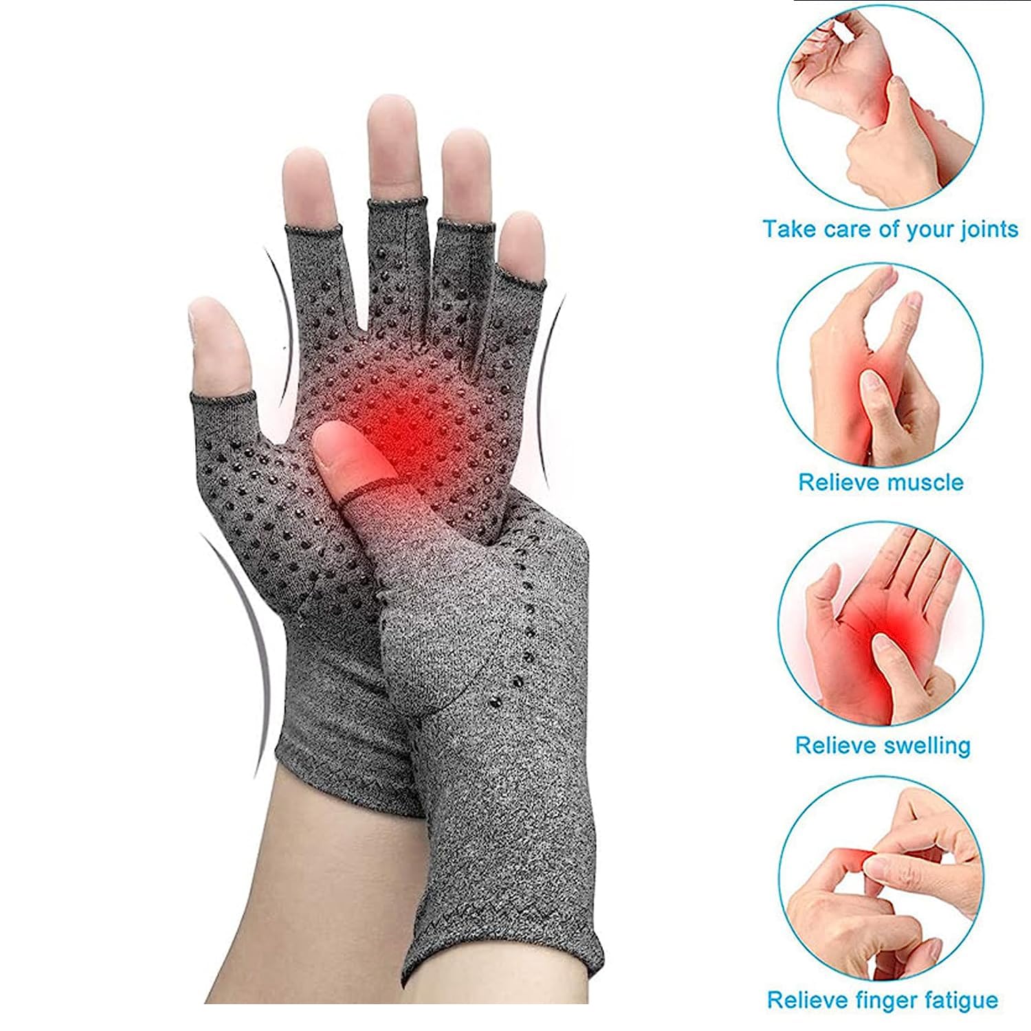 Compression Arthritis Gloves Fingerless -Warmth Therapeutic Compression Gloves - Image 3