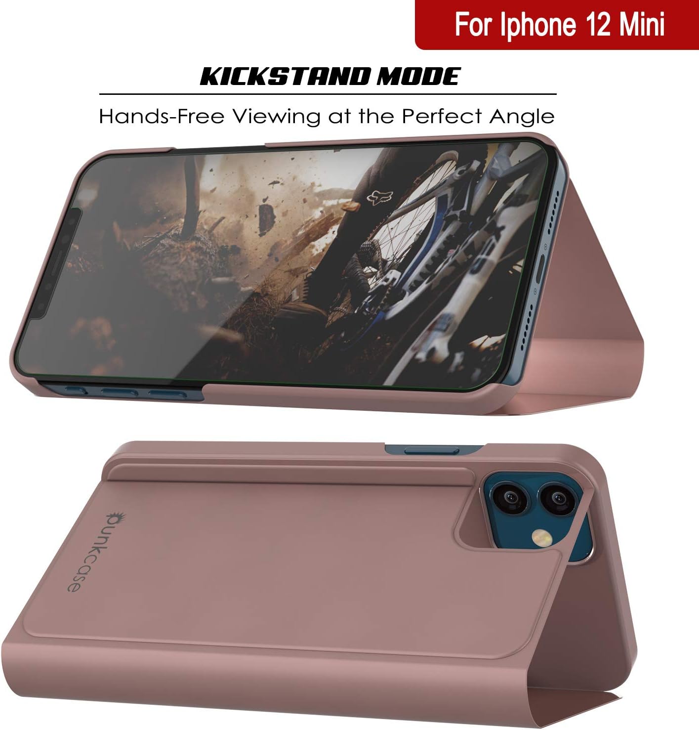 For iPhone 12 Mini Reflector Protective Flip Case W/Scratch Resistant Mirror - Image 2