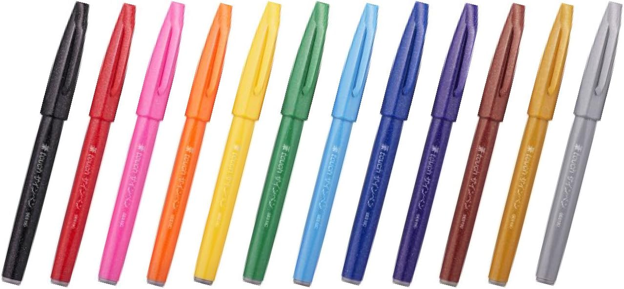 Pentel SES15C-12 Autograph Pen, Brush Touch, Set of 12 Colors - Image 2
