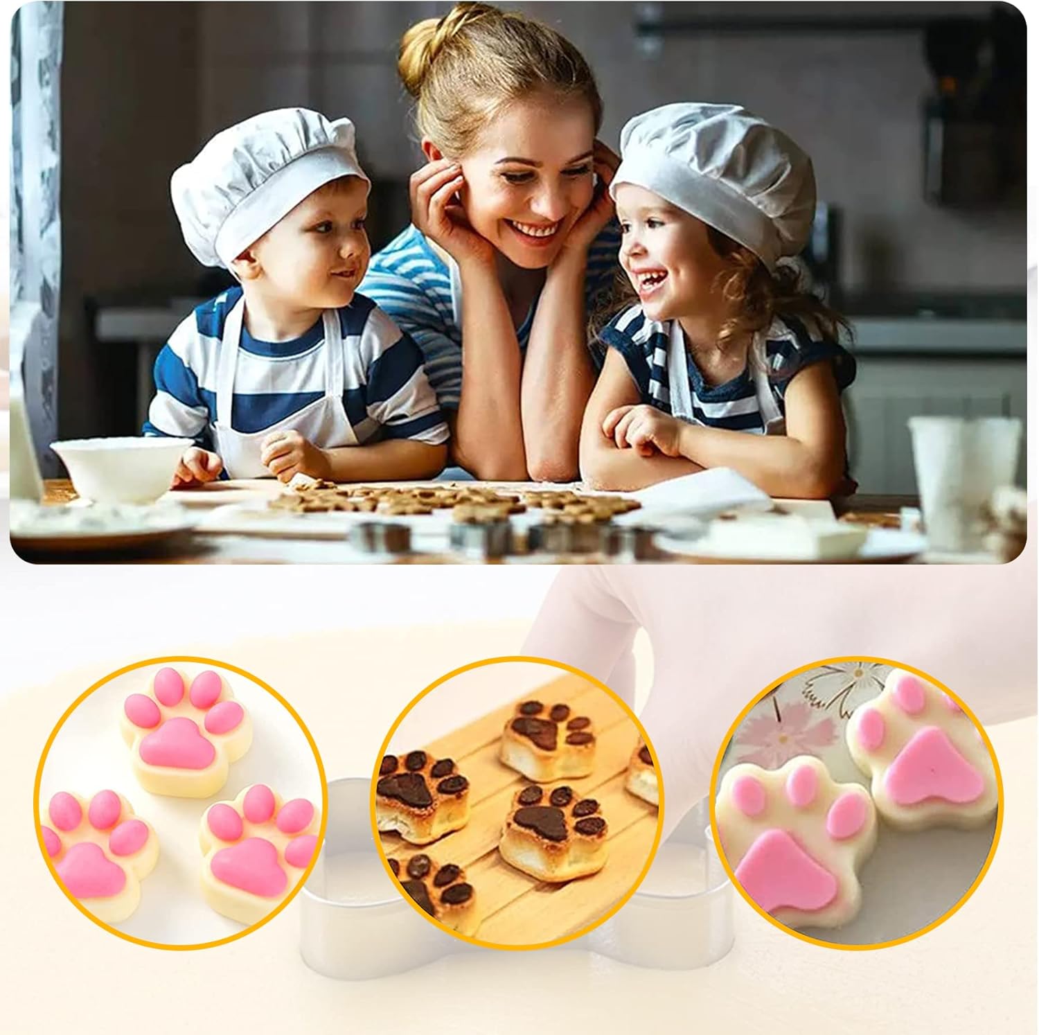Set of 5, 2 Packs 6 Cavity Dog Paw Silicone Molds and 3 Packs Stainless Steel - Image 5
