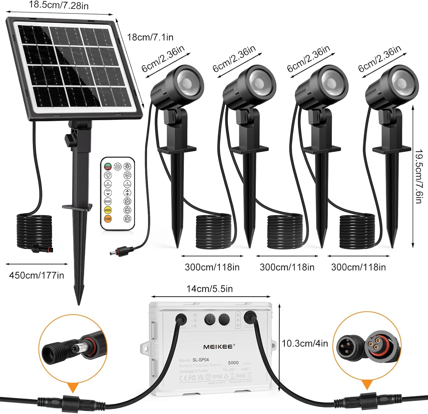 Solar Outdoor Spotlights, 4 in 1 Solar Garden Lights, IP66 Waterproof, LED Solar - Image 9