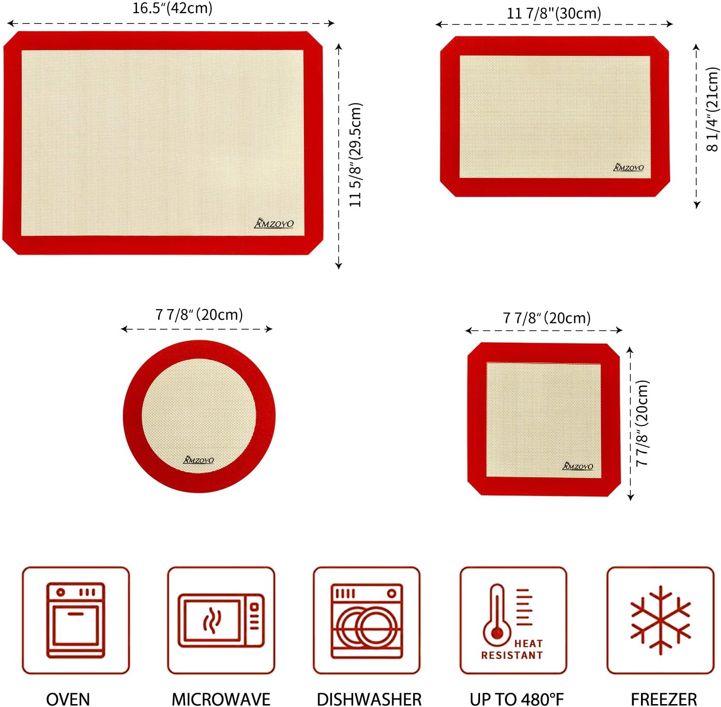 Silicone Baking Mats Set of 4, Including 1 Half Sheet + 1 Quarter Sheet Liner - Image 2