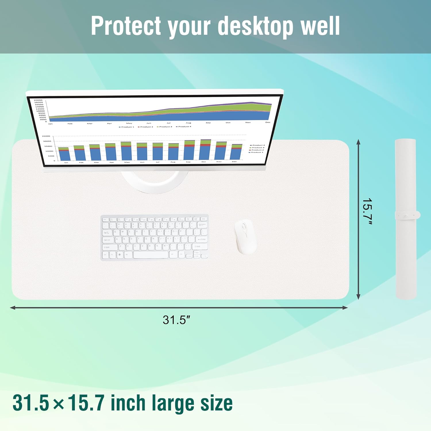 PU Leather DeskPad,Dual Side Desk pad,Office Desk Mat,Dual Color Desk - Image 4