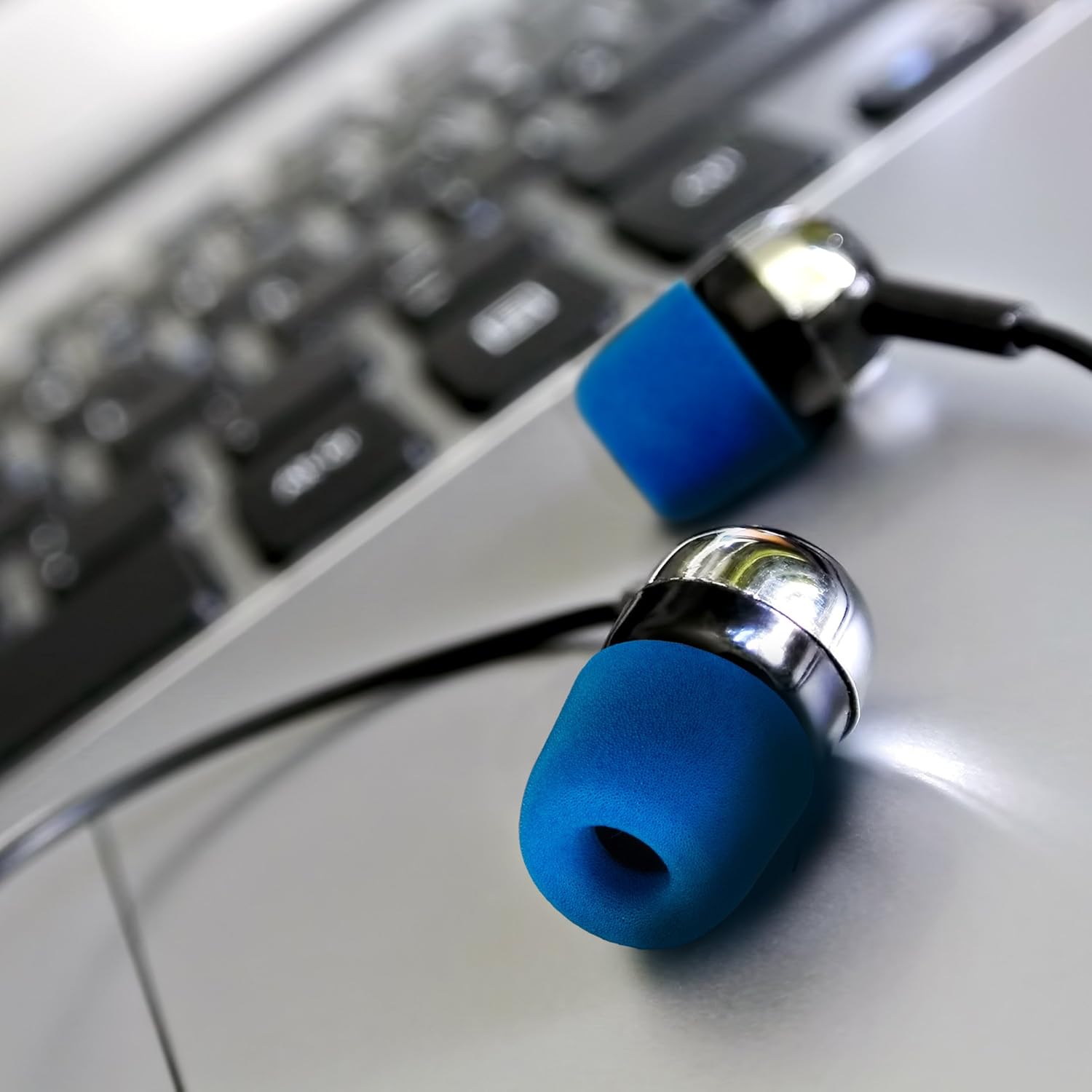Memory Foam In Ear Earphone Medium Size Earbud Replacement Ear Tip-4 Pairs-Blue - Image 5