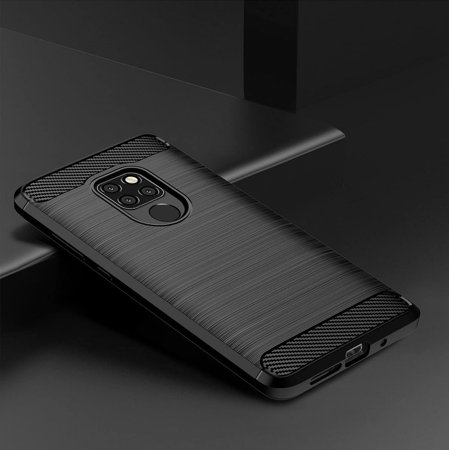 For Huawei Mate 20 Slim Thin Case w Tempered Glass Screen Protector - Black - Image 3