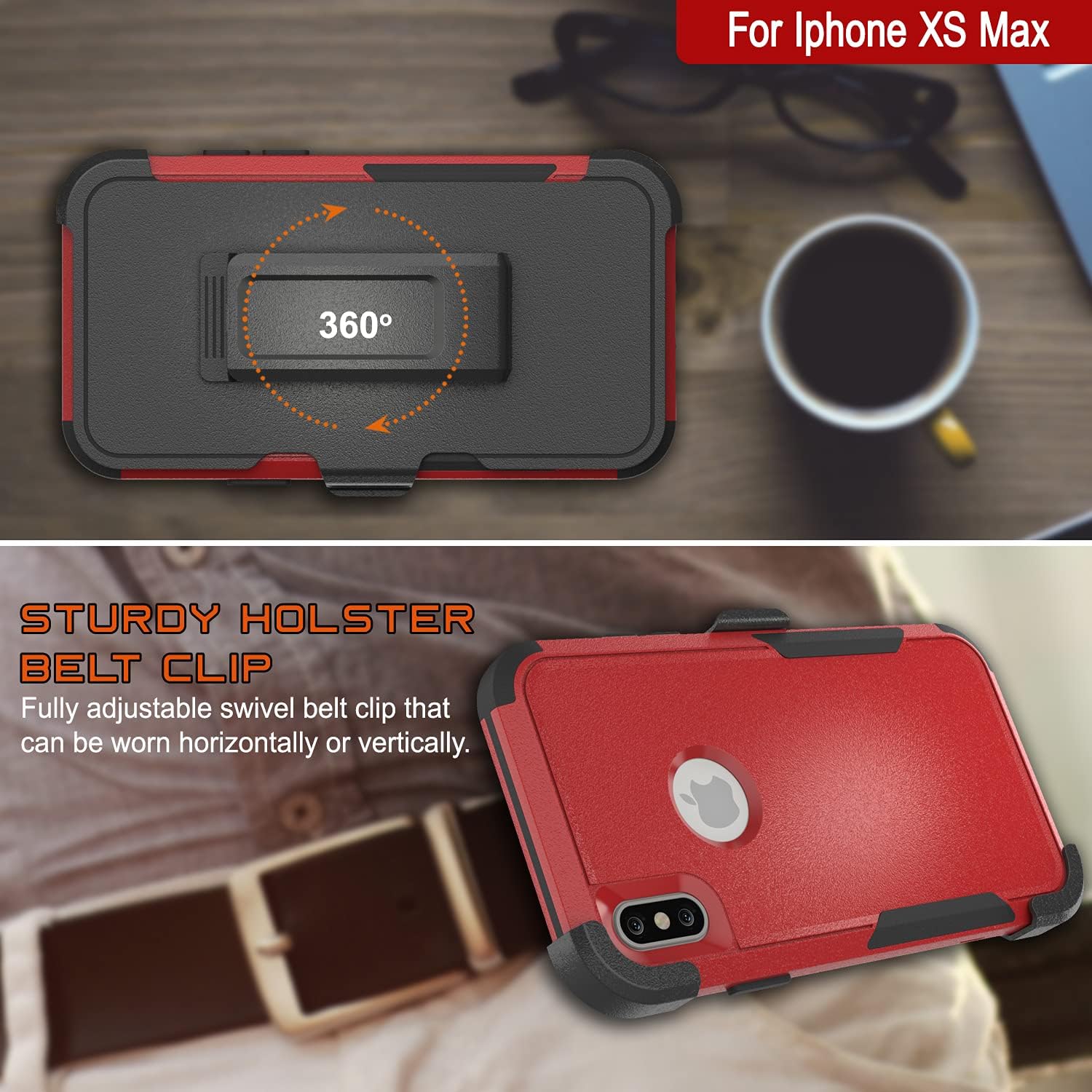 iPhone Xs Max Belt Clip Holster 4-1 Rugged & Protective Multilayer Phone Case - Image 5