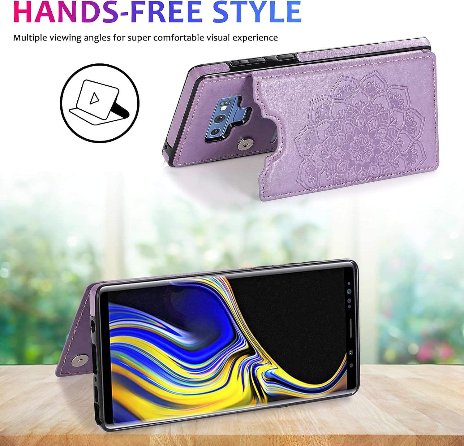 Samsung Galaxy Note 9 Tempered Glass Screen Protector and Leather Wallet Case - Image 4