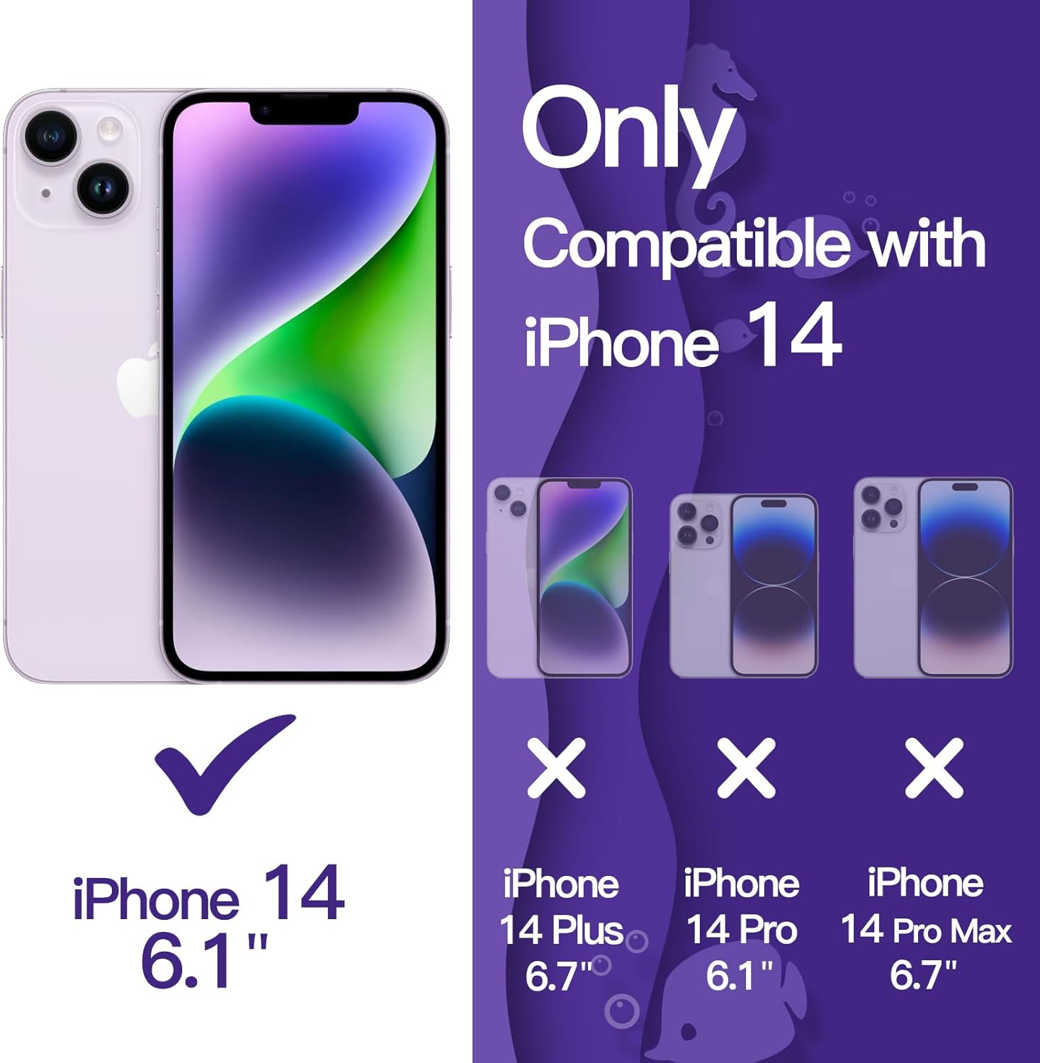 Cute Case for iPhone 14 6.1-Inch, Wave Frame Curly Shape Shockproof (Purple) - Image 2