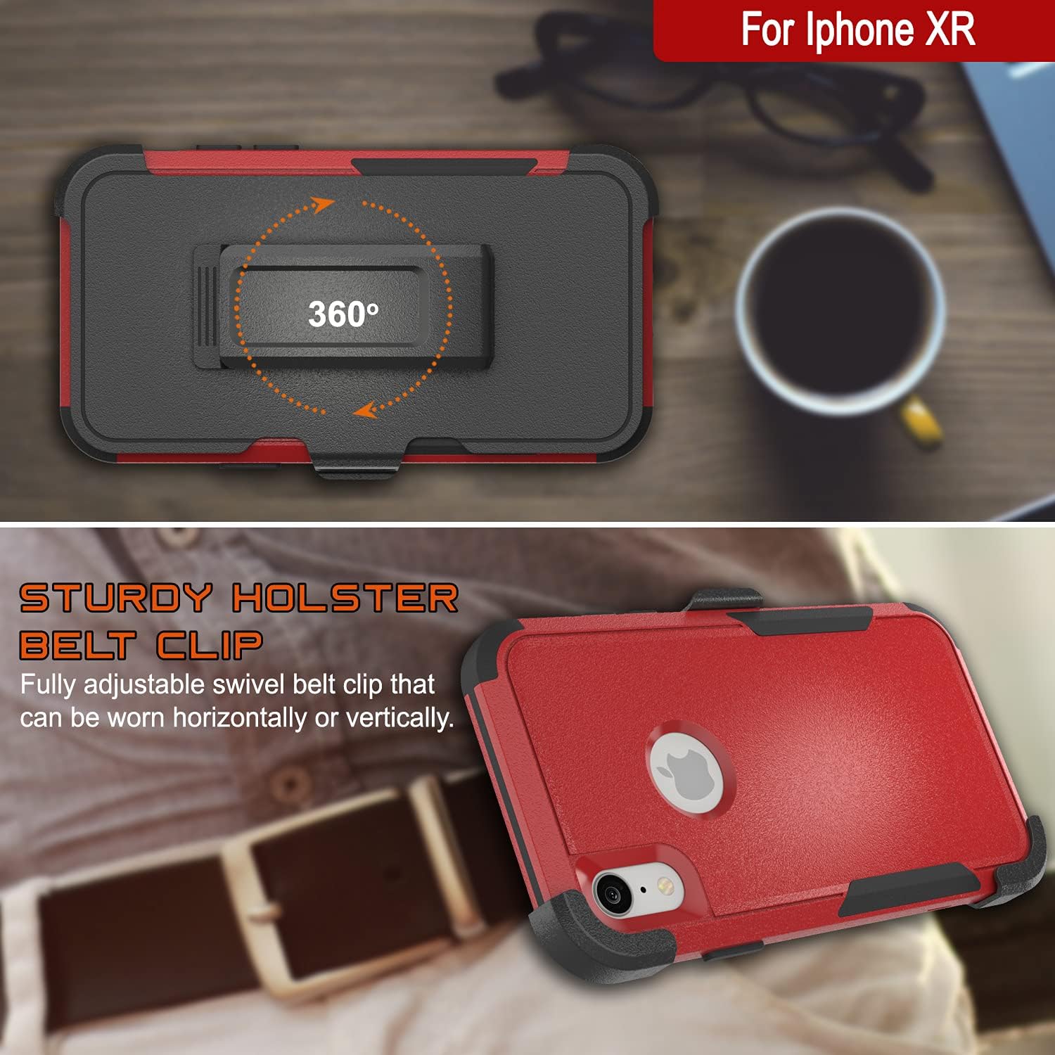 iPhone XR Belt Clip Holster Case 4-1 Rugged & Protective Multilayer Phone Case - Image 5