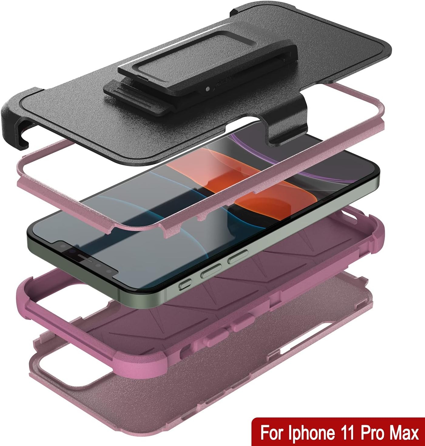 For iPhone 11 Pro Max Belt Clip Holster 4-1 Rugged & Protective Multilayer - Image 4