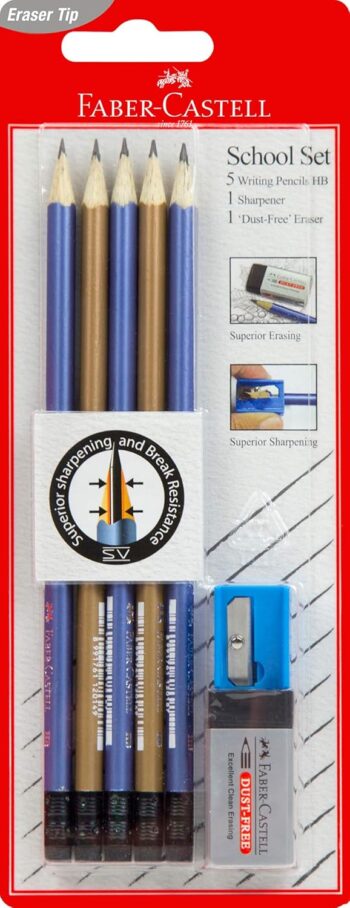 Faber-Castell Essential Eleganz Graphite Pencil, HB School Set – Pack of 7