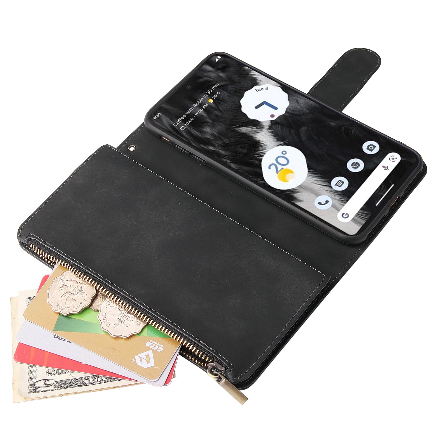 For Google Pixel 7 Pro 5G Tempered Glass Screen Protector and Flip Wallet Case - Image 5