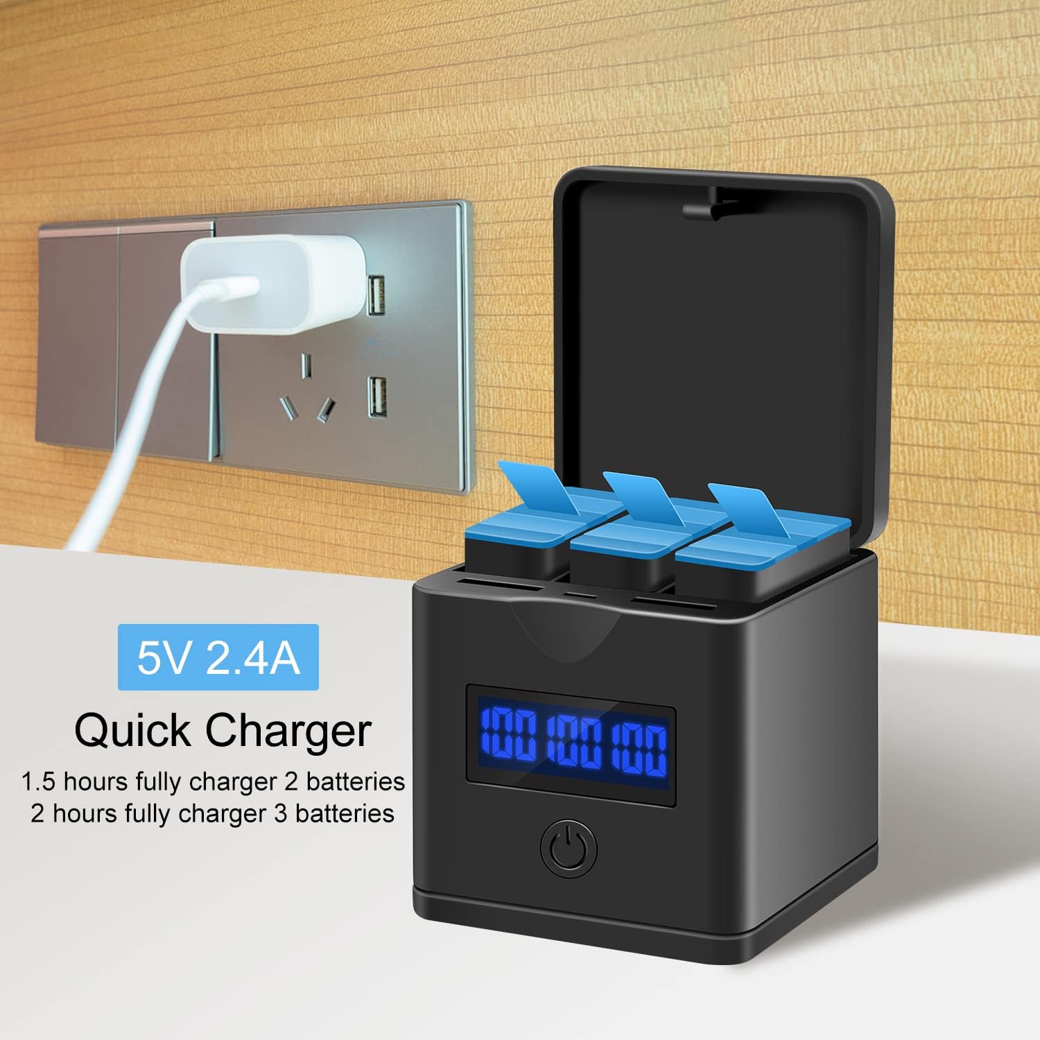 Battery Charger Compatible for GoPro Hero 8, Gopro Hero 7, Gopro Hero 6, Hero 5 - Image 4