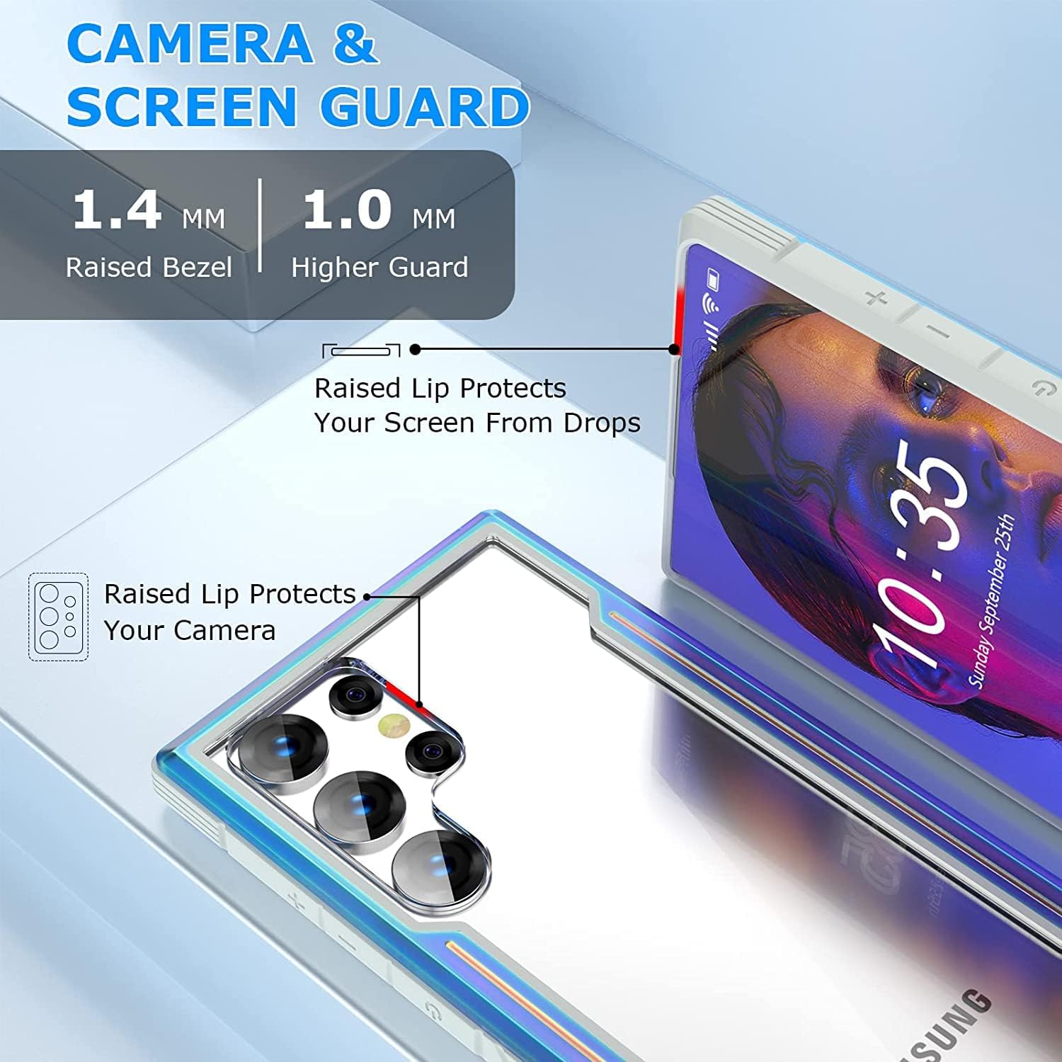 Case for Samsung Galaxy S22 Ultra, Heavy Duty Shockproof Slim Case - Iridescent - Image 4