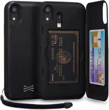 iPhone XR, Slim Protective Cover with Hidden Credit Card Wallet Flip Slot Case