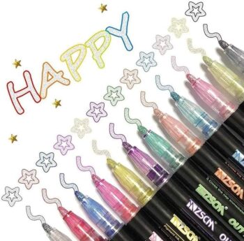 Marker Pen Magic Shimmer Paint Pens for Highlight/Posters/DIY Art Crafts-12Color