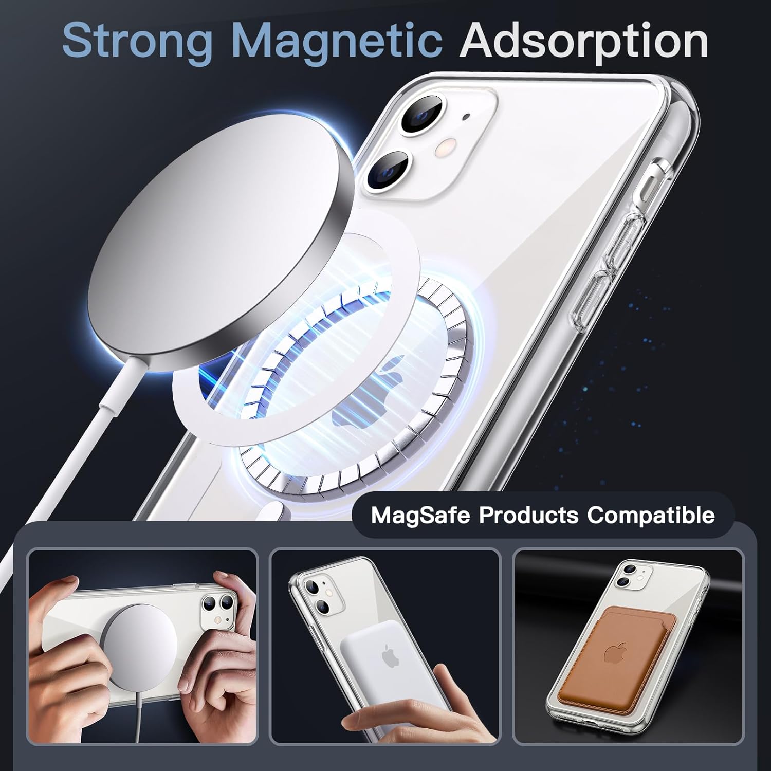 Magnetic Case for iPhone 11 6.1-Inch Compatible with MagSafe Wireless (Clear) - Image 3