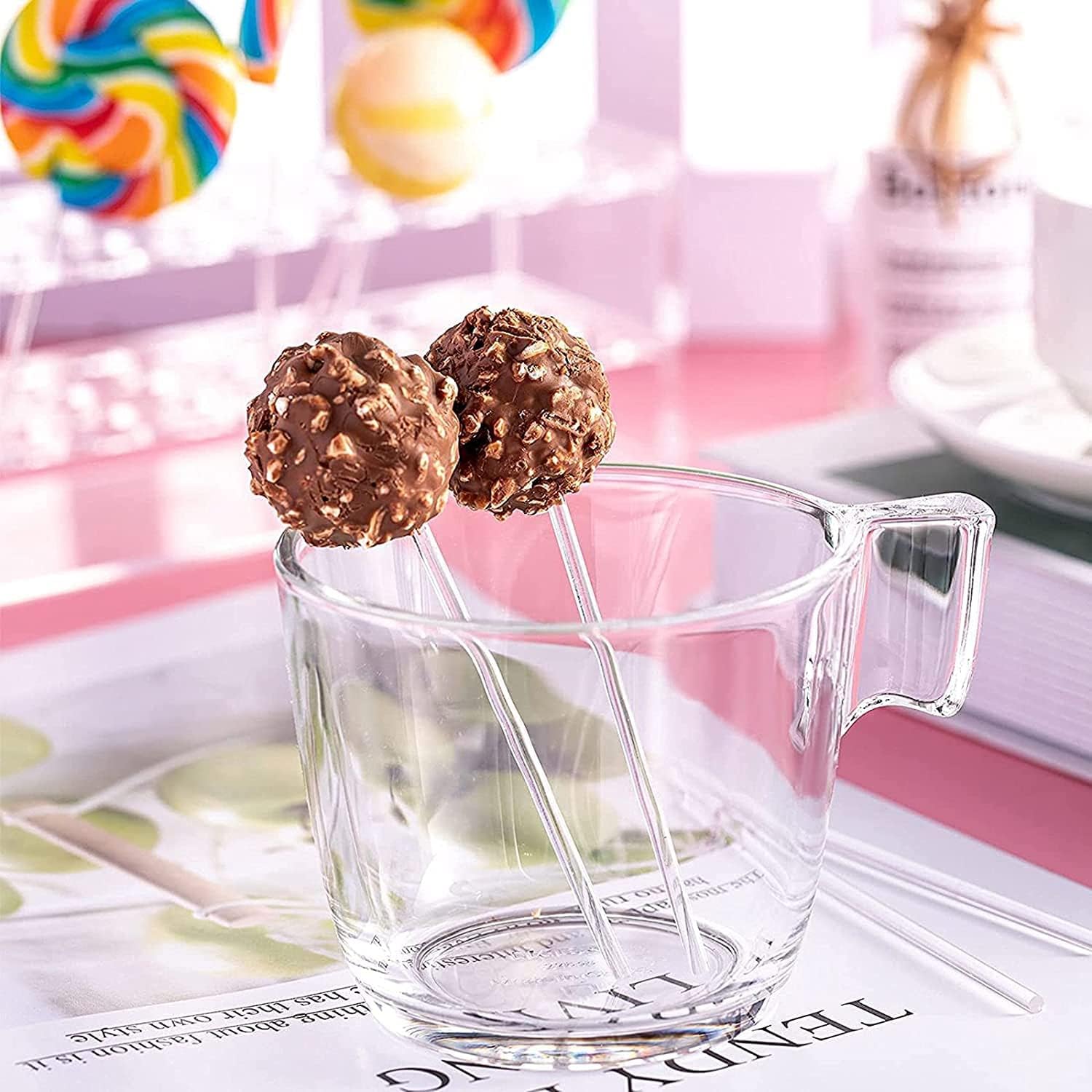 Clear Lollipop Sticks, 100Pcs Reusable Acrylic Lollipop Sticks Clear - Image 4