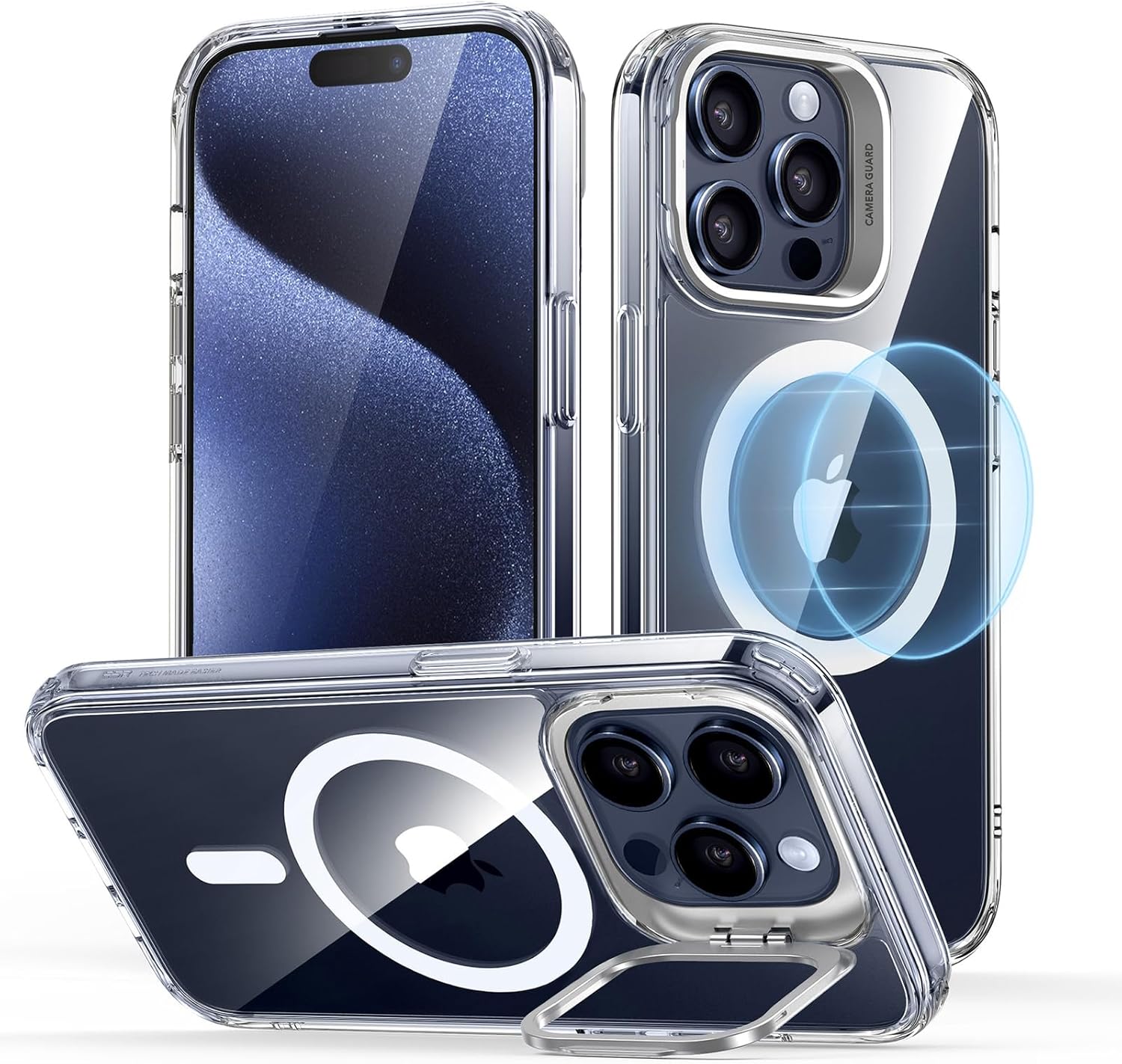 For iPhone 15 Pro Max Case, Compatible with MagSafe, Military-Grade with Stand