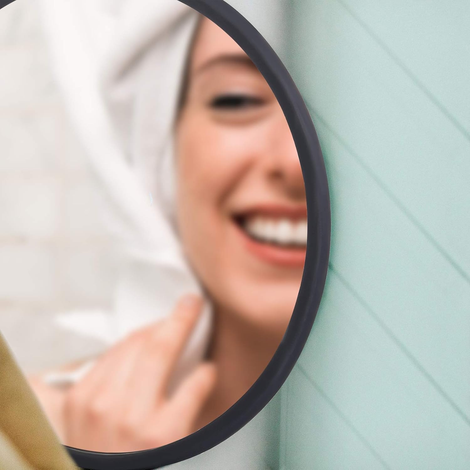 Small Wall Mirror Black Silicone Shower Mirror 7.67 Inch Small Mirror for Wall - Image 4