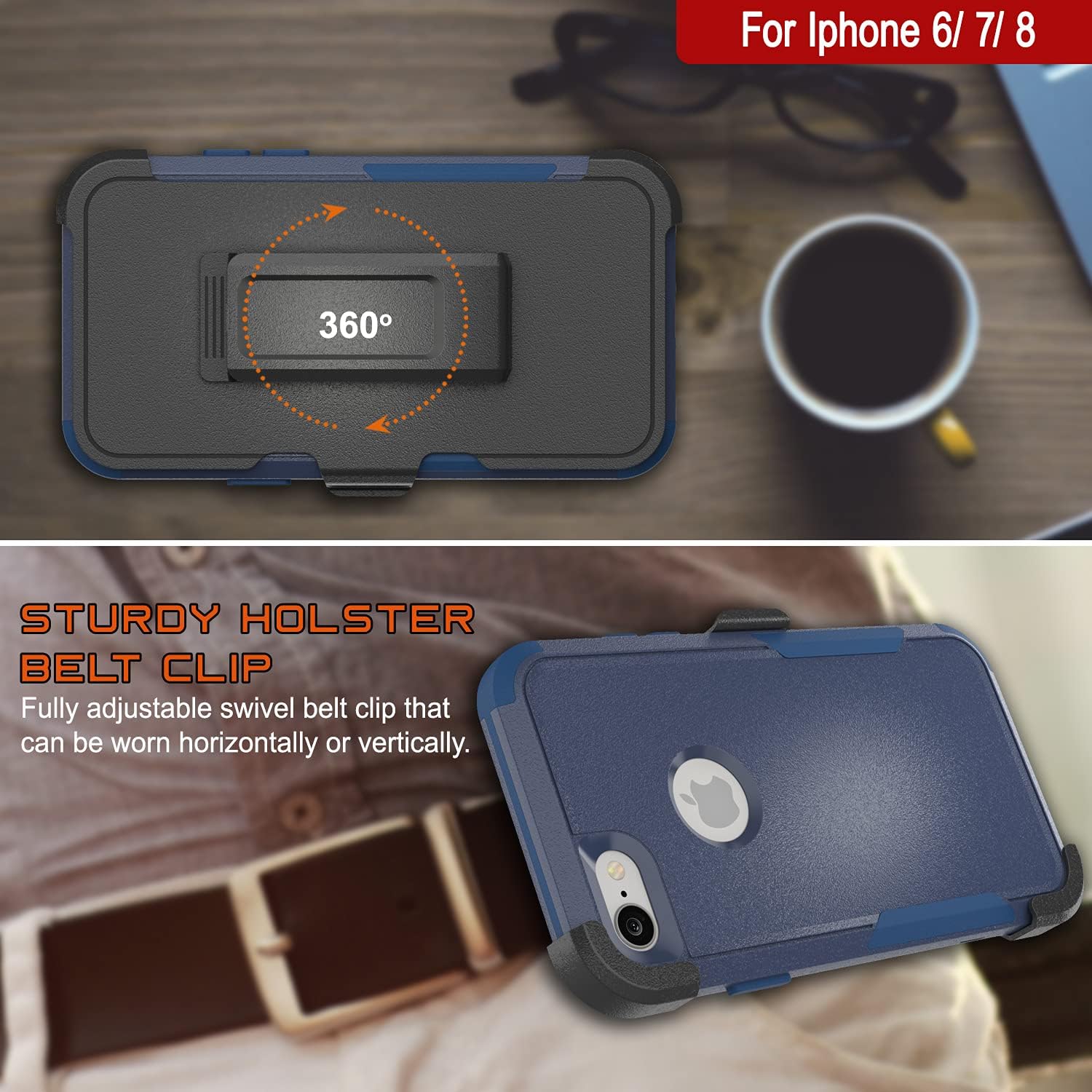 iPhone 8 Belt Clip Holster 4-1 Rugged & Protective Multilayer Phone Case - Image 5