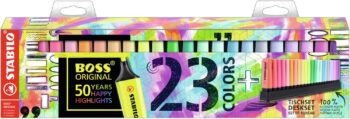 STABILO BOSS ORIGINAL - Deskset of 23 - 9 Fluorescent + 14 Pastel & Neon
