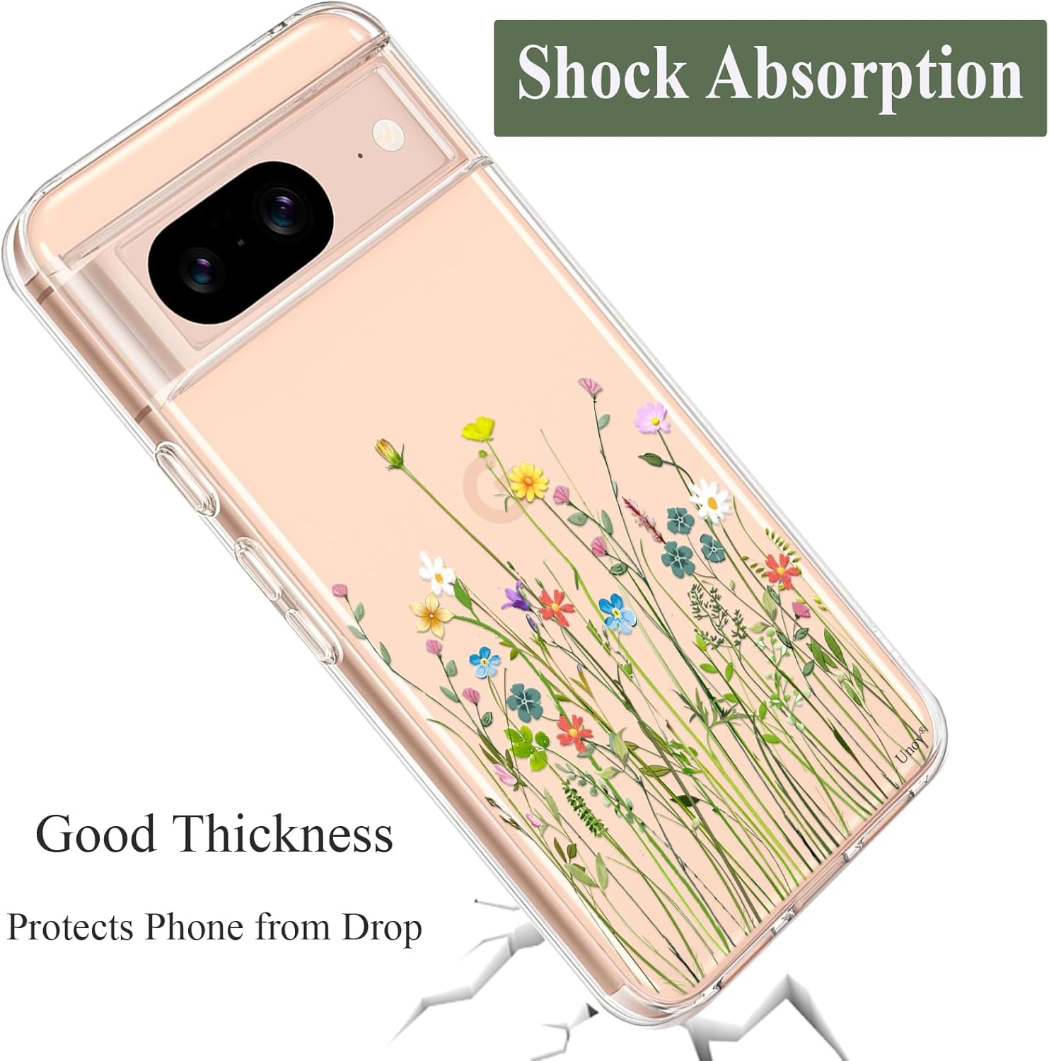 For Pixel 8 Clear Soft TPU Shock Absorption Slim Embossed Protective Case - Image 5