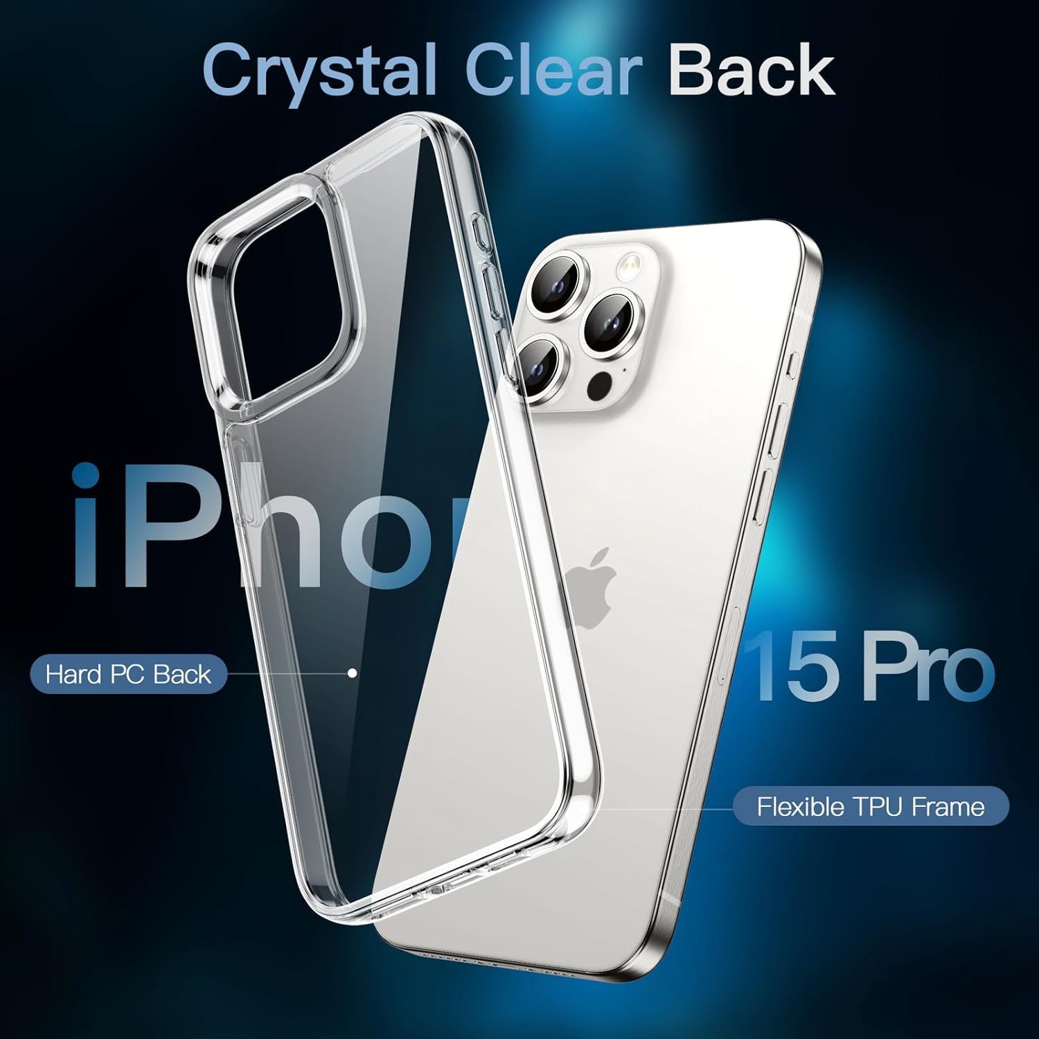 5in1 Case for iPhone 15 Pro 6.1" with 2xTempered Glass Screen Protector (Clear) - Image 4